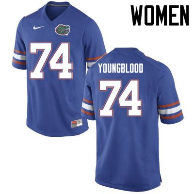 Women's Florida Gators #74 Jack Youngblood NCAA Nike Blue Authentic Stitched College Football Jersey SCV0662RY